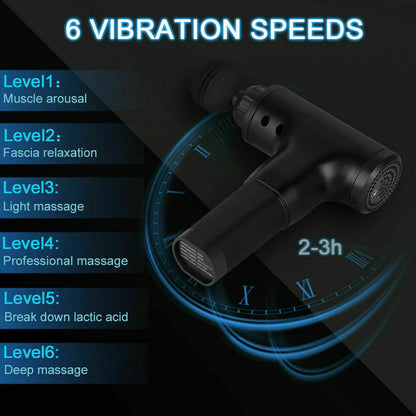 Massage Gun Percussion Massager Deep Tissue Muscle relaxer + 4 Heads