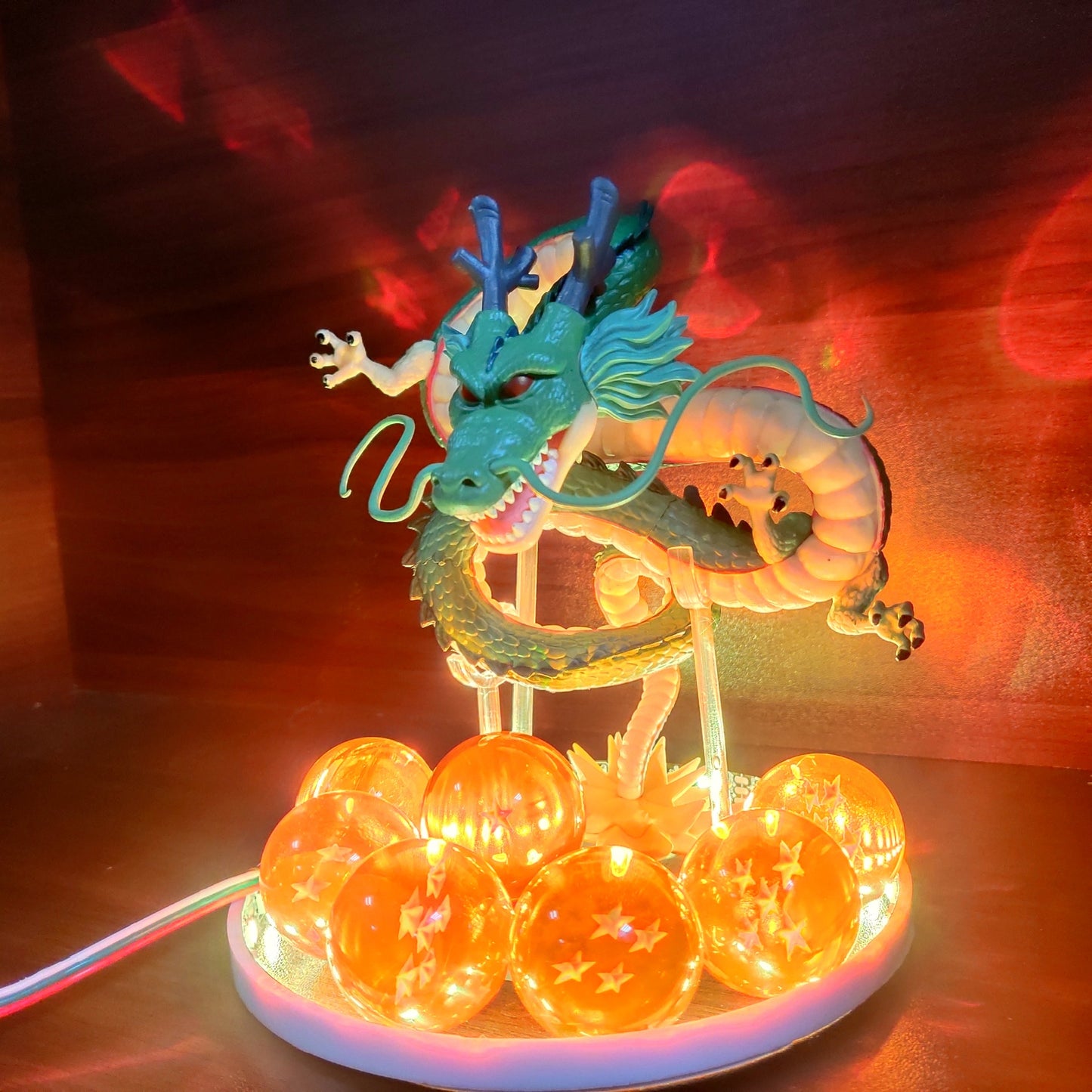 Bandai Dragon Ball Z Anime Shenlong Led Action Figures Night Lights Shenrou Crystal Balls Remote Control Figma Xmas Gift Toys